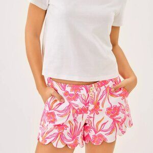 NWT Lilly Pulitzer 5" Buttercup Shorts Resort White Lovely Long Stems